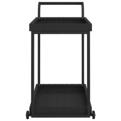 Chariot de bar Noir 100x45x83 cm Résine tressée 568802568802