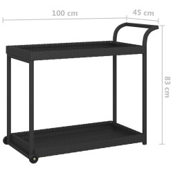 Chariot de bar Noir 100x45x83 cm Résine tressée 568802568802