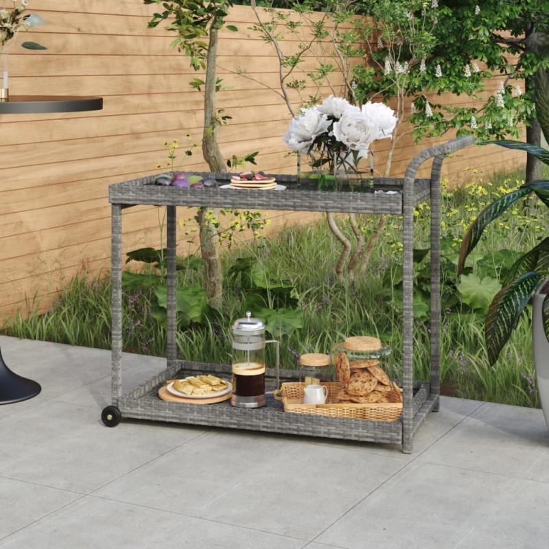 Chariot de bar Gris 100x45x83 cm Résine tressée 568803568803