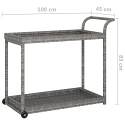 Chariot de bar Gris 100x45x83 cm Résine tressée 568803568803