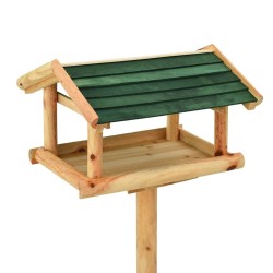 Mangeoire à oiseaux et support 37x28x100cm Bois de sapin massif 568808568808