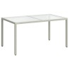 Table de jardin 150x90x75 cm Verre trempé/résine tressée Blanc 568814568814