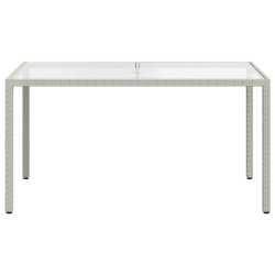 Table de jardin 150x90x75 cm Verre trempé/résine tressée Blanc 568814568814