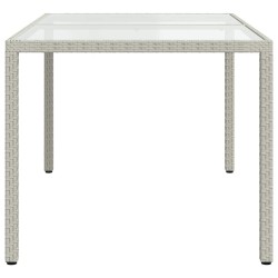 Table de jardin 150x90x75 cm Verre trempé/résine tressée Blanc 568814568814
