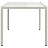 Table de jardin 150x90x75 cm Verre trempé/résine tressée Blanc 568814568814