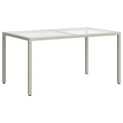 Table de jardin 150x90x75 cm Verre trempé/résine tressée Blanc 568814568814