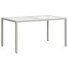 Table de jardin 150x90x75 cm Verre trempé/résine tressée Blanc 568814568814