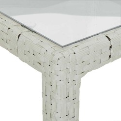 Table de jardin 150x90x75 cm Verre trempé/résine tressée Blanc 568814568814