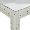 Table de jardin 150x90x75 cm Verre trempé/résine tressée Blanc 568814568814