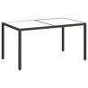 Table de jardin 150x90x75cm Verre trempé et résine tressée Noir 568816568816