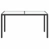Table de jardin 150x90x75cm Verre trempé et résine tressée Noir 568816568816