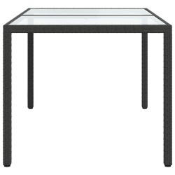 Table de jardin 150x90x75cm Verre trempé et résine tressée Noir 568816568816