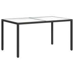 Table de jardin 150x90x75cm Verre trempé et résine tressée Noir 568816568816