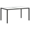 Table de jardin 150x90x75cm Verre trempé et résine tressée Noir 568816568816