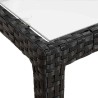 Table de jardin 150x90x75cm Verre trempé et résine tressée Noir 568816568816