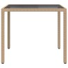 Table de jardin 90x90x75cm Verre trempé et résine tressée Beige 568817568817