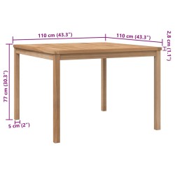 Table à dîner de jardin 110x110x77 cm Bois de teck solide 568820568820