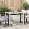 Table de jardin 90x90x75cm Verre trempé et résine tressée Blanc 568832568832