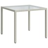 Table de jardin 90x90x75cm Verre trempé et résine tressée Blanc 568832568832