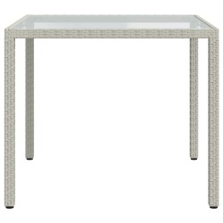 Table de jardin 90x90x75cm Verre trempé et résine tressée Blanc 568832568832