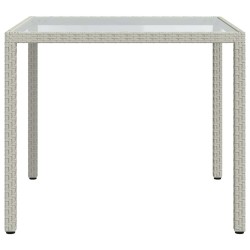 Table de jardin 90x90x75cm Verre trempé et résine tressée Blanc 568832568832