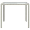 Table de jardin 90x90x75cm Verre trempé et résine tressée Blanc 568832568832