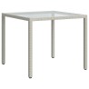 Table de jardin 90x90x75cm Verre trempé et résine tressée Blanc 568832568832