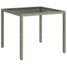 Table de jardin 90x90x75 cm Verre trempé et résine tressée Gris 568834568834