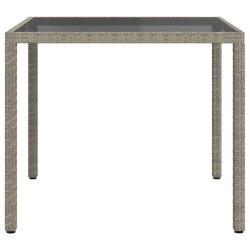 Table de jardin 90x90x75 cm Verre trempé et résine tressée Gris 568834568834