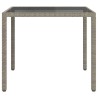 Table de jardin 90x90x75 cm Verre trempé et résine tressée Gris 568834568834