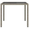 Table de jardin 90x90x75 cm Verre trempé et résine tressée Gris 568834568834