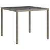 Table de jardin 90x90x75 cm Verre trempé et résine tressée Gris 568834568834