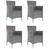 Chaises à manger de jardin lot de 4 Résine tressée Gris 568835568835