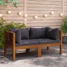 Canapés d'angle 2 pcs avec coussins gris foncé Bois d'acacia 568846568846