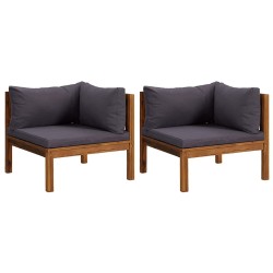 Canapés d'angle 2 pcs avec coussins gris foncé Bois d'acacia 568846568846