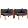 Canapés d'angle 2 pcs avec coussins gris foncé Bois d'acacia 568846568846