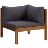 Canapés d'angle 2 pcs avec coussins gris foncé Bois d'acacia 568846568846