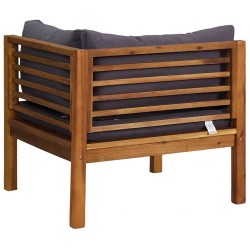 Canapés d'angle 2 pcs avec coussins gris foncé Bois d'acacia 568846568846