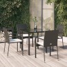 Ensemble à manger de jardin coussins 5pcs Noir Résine tressée 568847568847