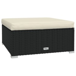Repose-pied de jardin et coussin Noir 70x70x30cm Résine tressée 568852568852