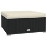 Repose-pied de jardin et coussin Noir 70x70x30cm Résine tressée 568852568852