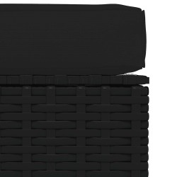 Repose-pied de jardin coussin Noir 70x70x30 cm Résine tressée 568854568854