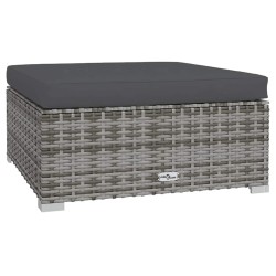 Repose-pied de jardin et coussin Gris 70x70x30cm Résine tressée 568855568855