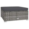 Repose-pied de jardin et coussin Gris 70x70x30cm Résine tressée 568855568855