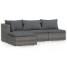Salon de jardin 4 pcs avec coussins Gris Résine tressée 568856568856