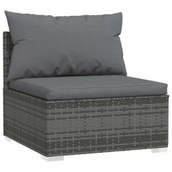 Salon de jardin 4 pcs avec coussins Gris Résine tressée 568856568856
