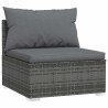 Salon de jardin 4 pcs avec coussins Gris Résine tressée 568856568856
