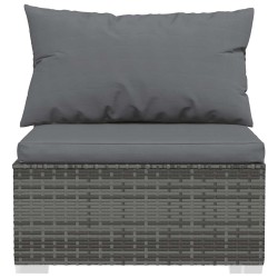 Salon de jardin 4 pcs avec coussins Gris Résine tressée 568856568856