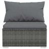 Salon de jardin 4 pcs avec coussins Gris Résine tressée 568856568856