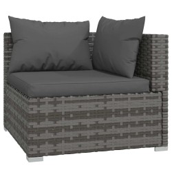 Salon de jardin 4 pcs avec coussins Gris Résine tressée 568856568856